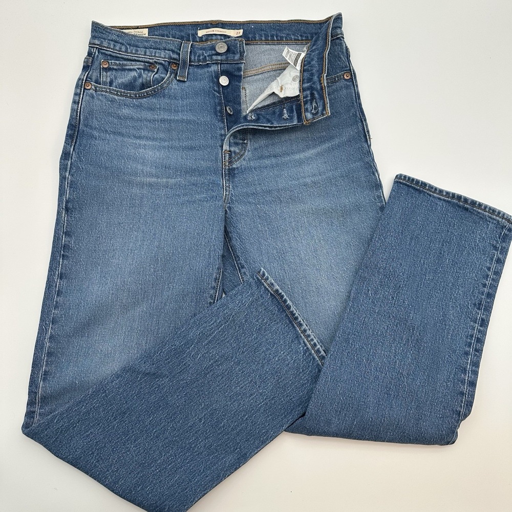 Levis Jeans Womens 27 Blue Denim Wedgie Straight Button Fly Premium Size 27x27